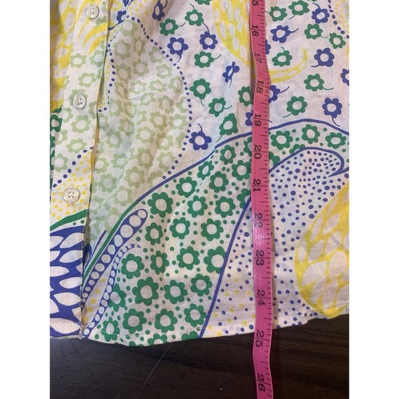 Talbots Shirt Women Small Paisley Smocking Yellow Peasant Button Crochet Boho - Picture 10 of 12